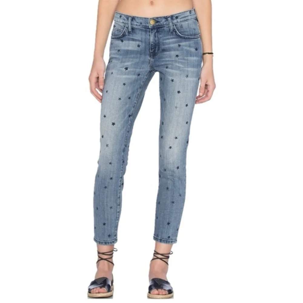 Current Elliott Stiletto High Rise Skinny Jeans in Navy Star Print